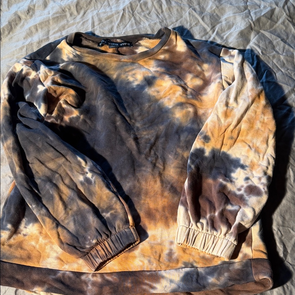 HYFVE Tie-Dye Crewneck Sweatshirt in Brown and Black